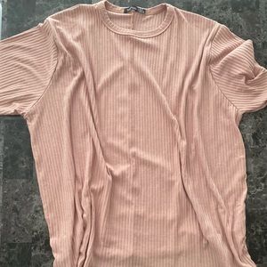 BooHoo Dusty Pink Plus Size Rubbed Dress Shirt